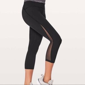 Lululemon Train Times Crop Cropped 21" Leggings Sheer Cutout 6 Medium